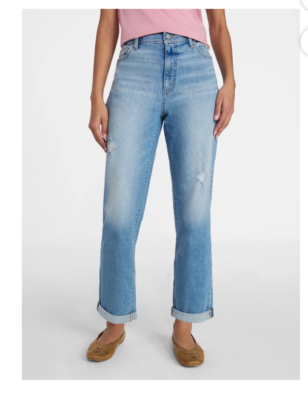 Time and Tru Women's Relaxed Boyfriend Jeans, 26" Inseam Size 14 Medium Wash